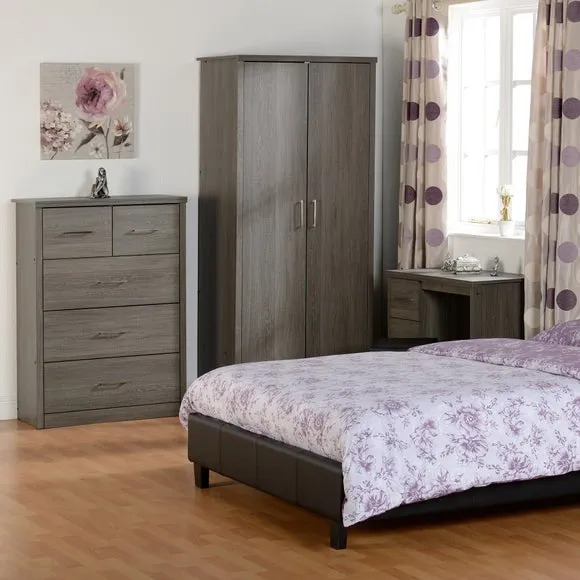 2-Drawer Bedside Table with Shelf - Black