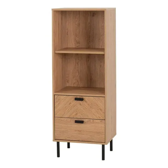 2 Drawer Cabinet with Shelves - Brown, Wood
