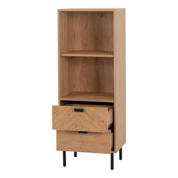 2 Drawer Cabinet with Shelves - Brown, Wood