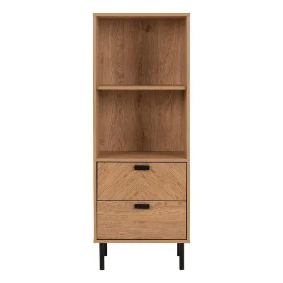 2 Drawer Cabinet with Shelves - Brown, Wood