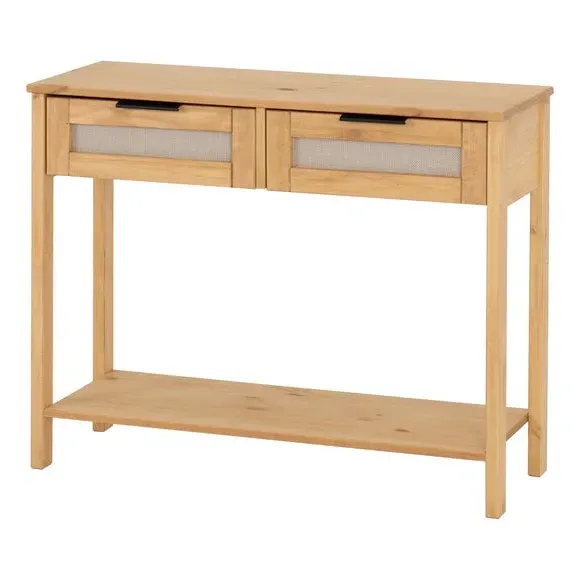 2-Drawer Console Table - Brown, Pine Wood