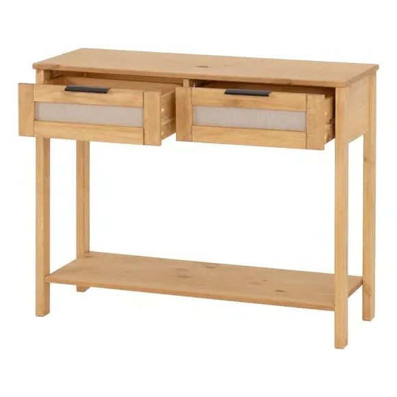 2-Drawer Console Table - Brown, Pine Wood