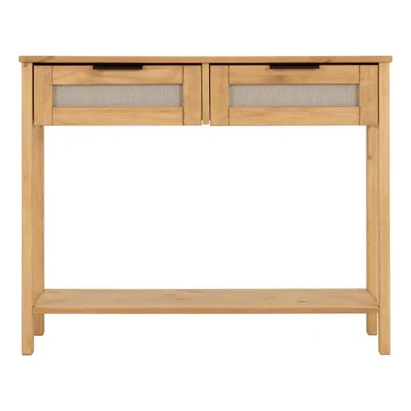 2-Drawer Console Table - Brown, Pine Wood