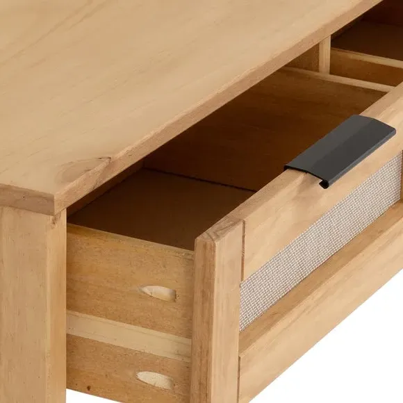 2-Drawer Console Table - Brown, Pine Wood