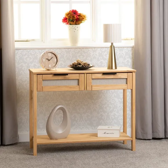 2-Drawer Console Table - Brown, Pine Wood image