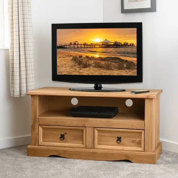 2-Drawer TV Unit for 42" TVs - Pine, Solid Wood image