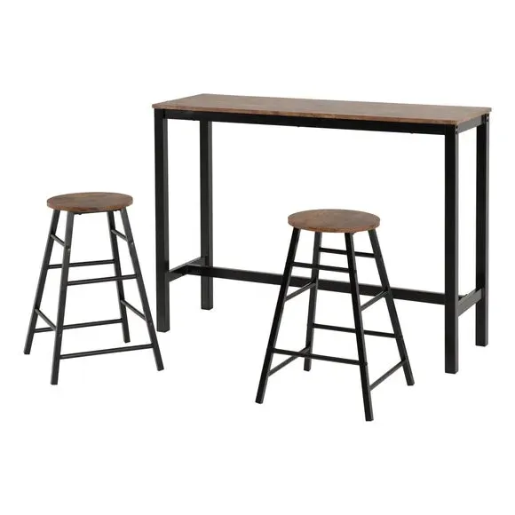 2-Seater Bar Table Set with Stools - Black Metal