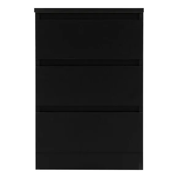3-Drawer Bedside Table - Black