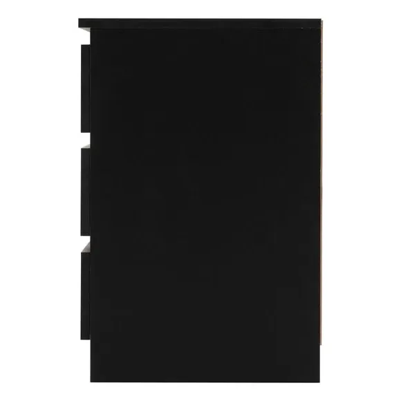 3-Drawer Bedside Table - Black