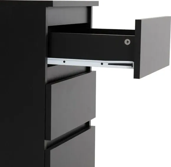 3-Drawer Bedside Table - Black