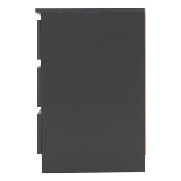 3-Drawer Bedside Table - Grey