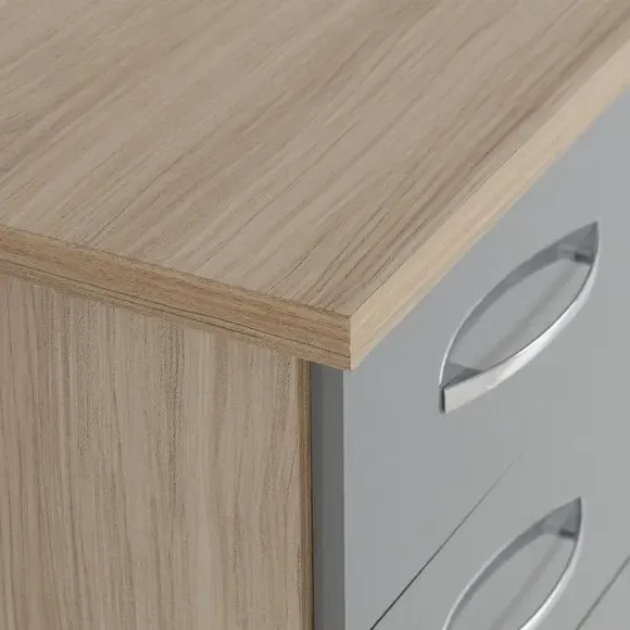 3-Drawer Bedside Table - Grey, Oak Effect