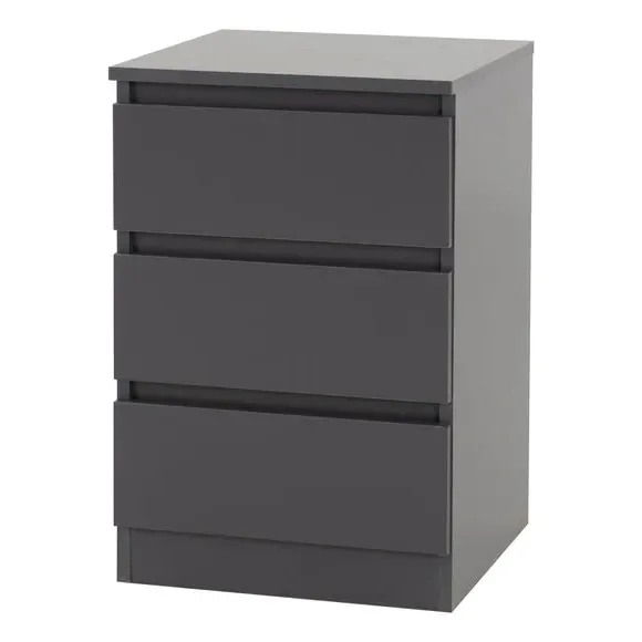 3-Drawer Bedside Table - Grey