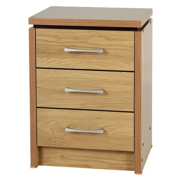 3-Drawer Bedside Table - Oak, Wood Veneer image