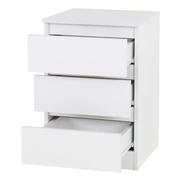 3-Drawer Bedside Table - White