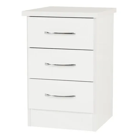 3-Drawer Bedside Table - White, Oak Effect