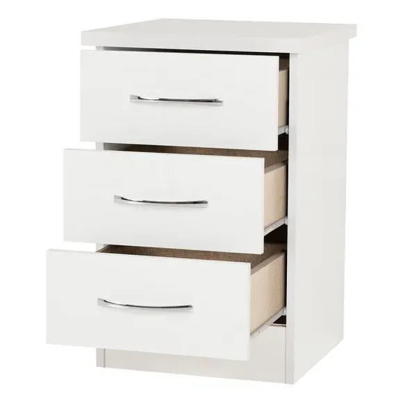 3-Drawer Bedside Table - White, Oak Effect