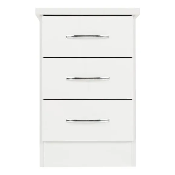 3-Drawer Bedside Table - White, Oak Effect