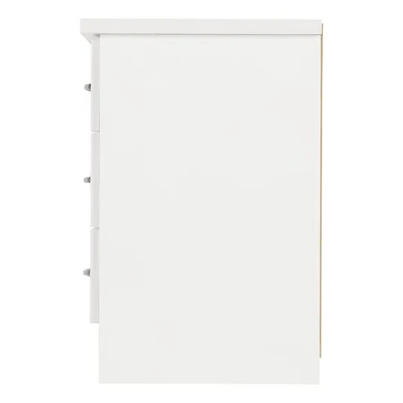 3-Drawer Bedside Table - White, Oak Effect