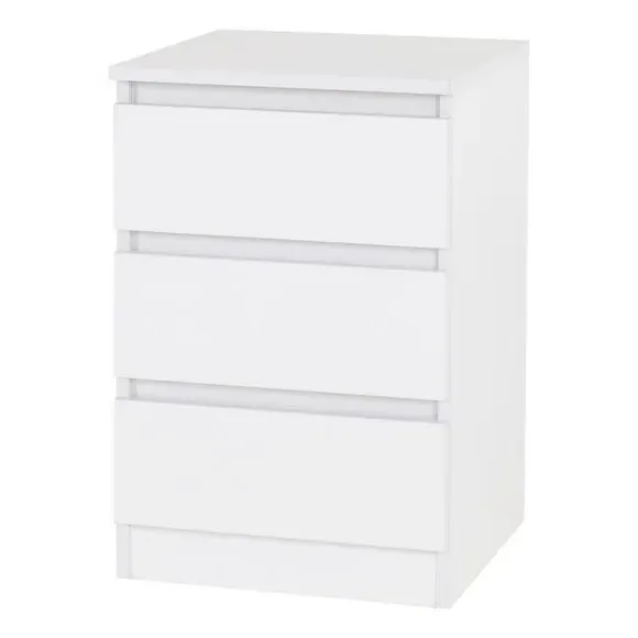 3-Drawer Bedside Table - White