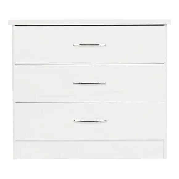 3-Drawer Chest with Gloss Front - White, Oak