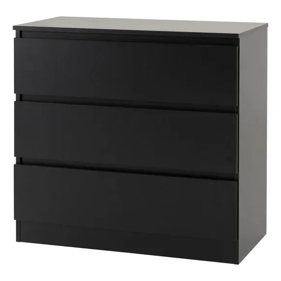3-Drawer Chest with Storage - Black, Wood