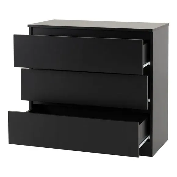 3-Drawer Chest with Storage - Black, Wood