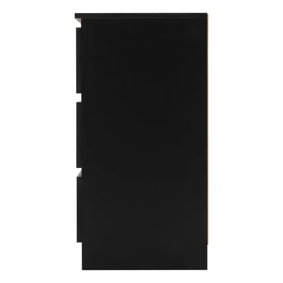 3-Drawer Chest with Storage - Black, Wood
