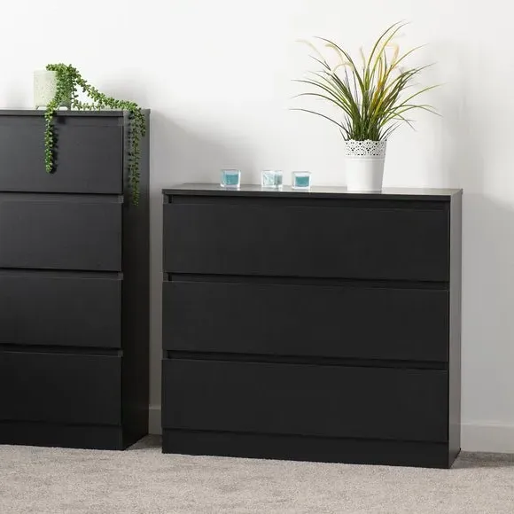 3-Drawer Chest with Storage - Black, Wood image