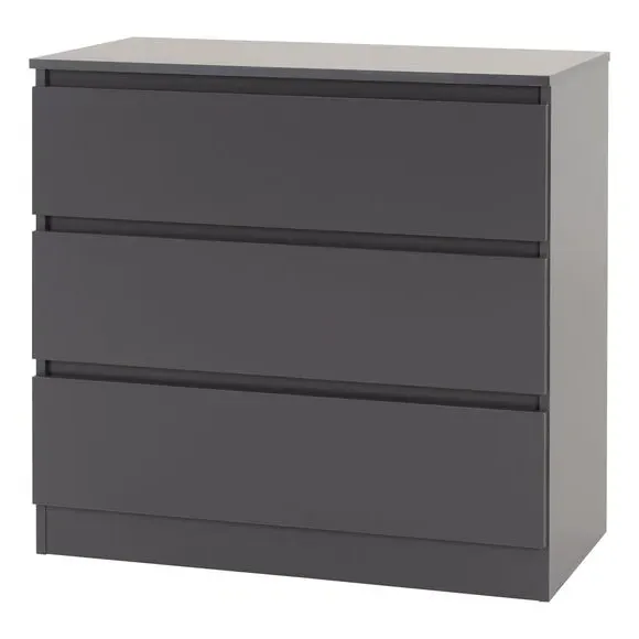 3-Drawer Chest with Storage - Grey, Wood