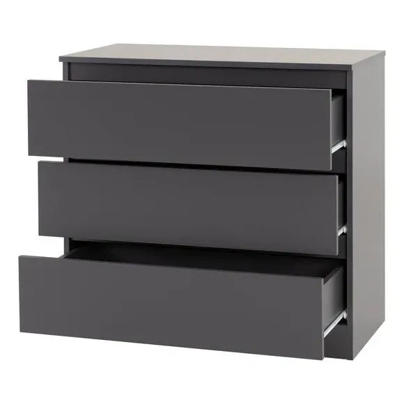 3-Drawer Chest with Storage - Grey, Wood