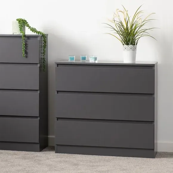 3-Drawer Chest with Storage - Grey, Wood