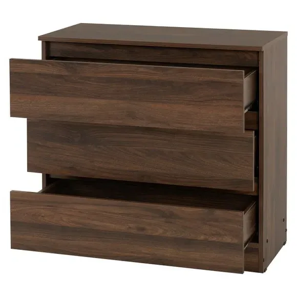 3-Drawer Chest with Storage - Walnut, Wood