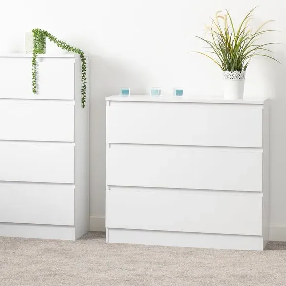 3-Drawer Chest with Storage - White, Wood