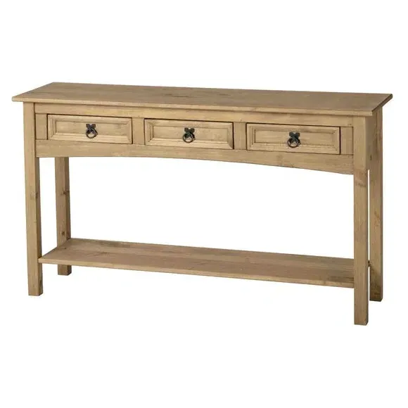 3-Drawer Console Table with Shelf - Natural, Pine image