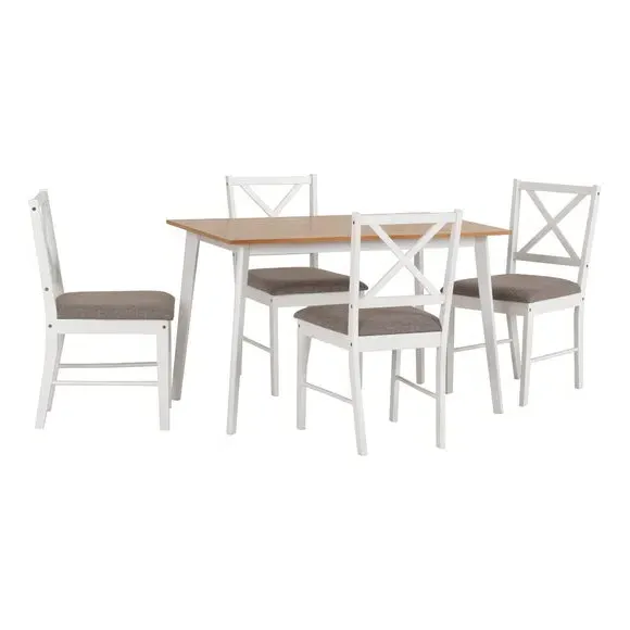 4-6 Seater Dining Set with Chairs - White