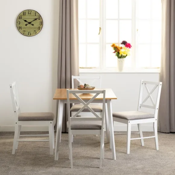 4-6 Seater Dining Set with Chairs - White