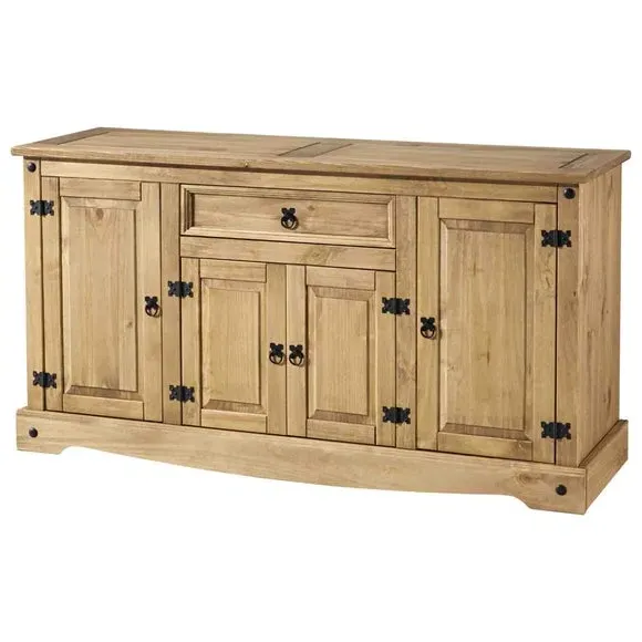 4 Door Sideboard with Drawer - Natural, Pine image
