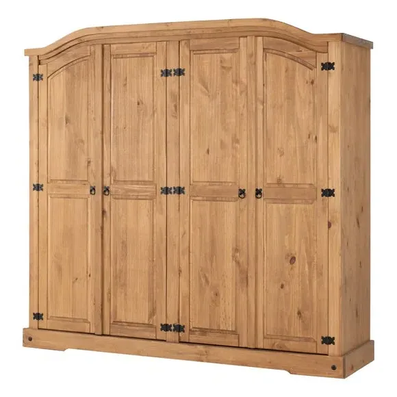 4-Door Wardrobe - Pine Wood