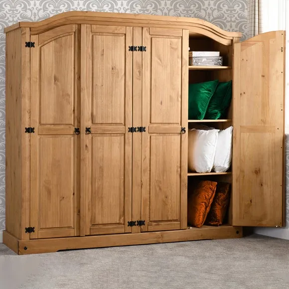 4-Door Wardrobe - Pine Wood image