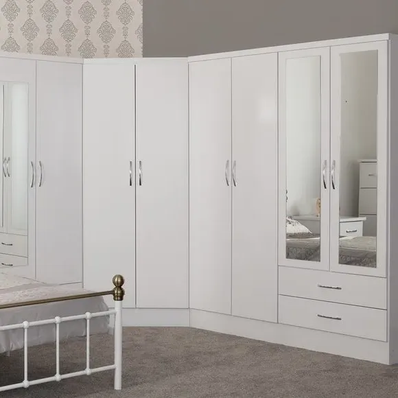 4-Door Wardrobe with Drawers - White, Oak Veneer image