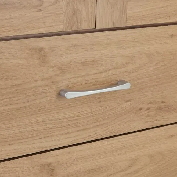 4-Door Wardrobe with Mirror - Oak, Veneer