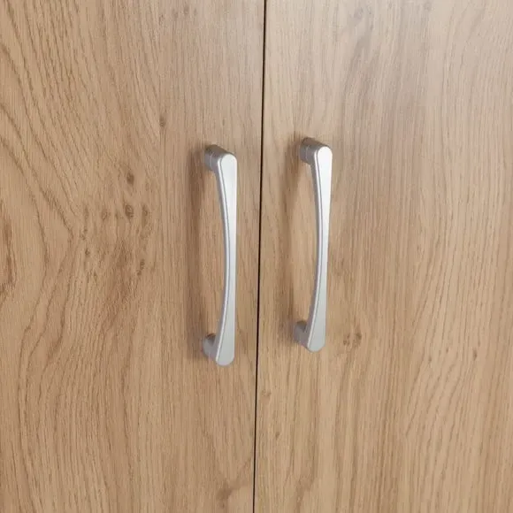 4-Door Wardrobe with Mirror - Oak, Veneer