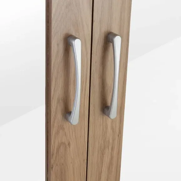 4-Door Wardrobe with Mirror - Oak, Veneer