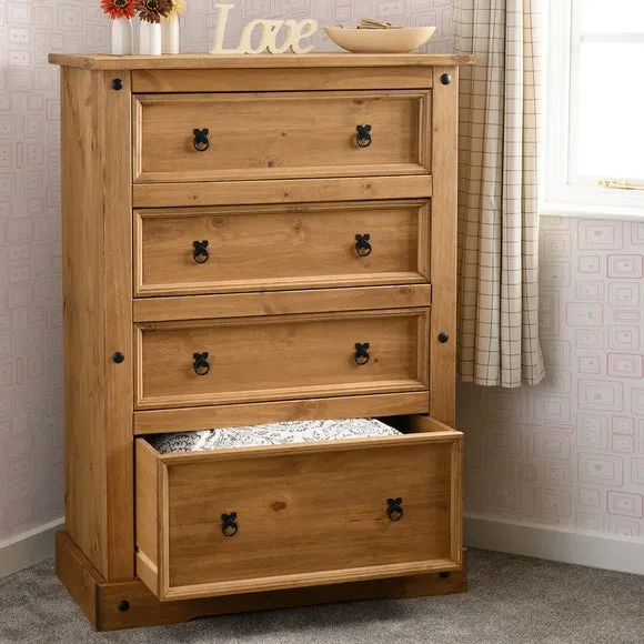 4-Drawer Chest with Metal Details - Pine image