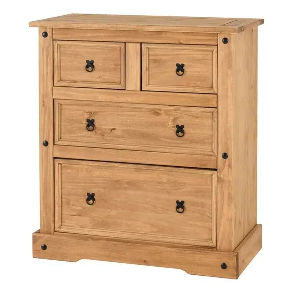 4 Drawer Chest with Metal Handles - Natural, Pine
