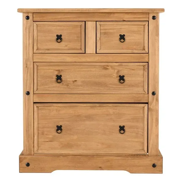 4 Drawer Chest with Metal Handles - Natural, Pine