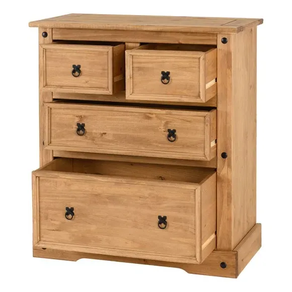4 Drawer Chest with Metal Handles - Natural, Pine