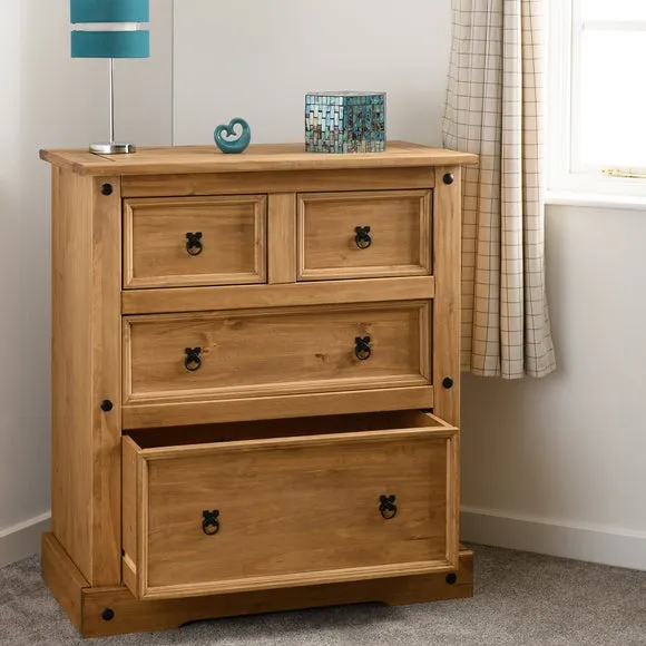 4 Drawer Chest with Metal Handles - Natural, Pine image