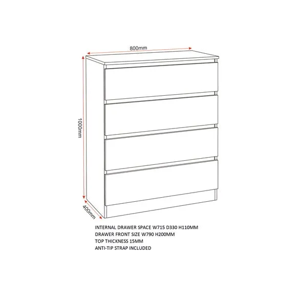4-Drawer Chest with Quick Assembly - Black